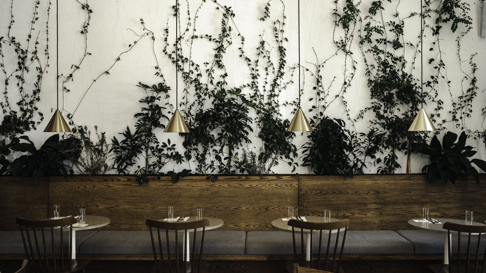 Bench with planters along the wall, Pils