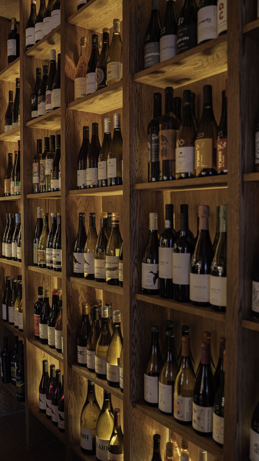 Wine shelving with lit shelves, Parra